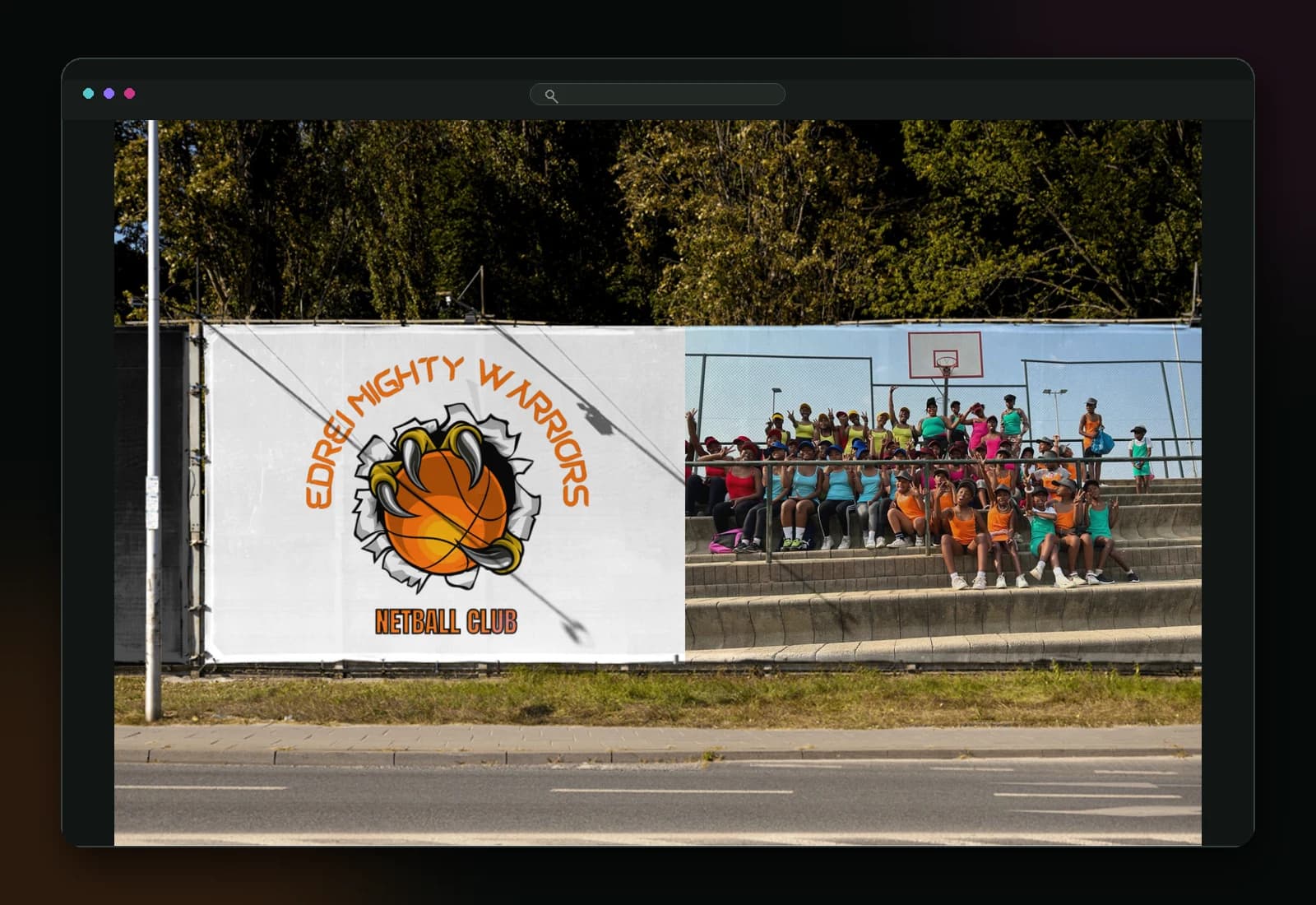 Edrei Mighty Warriors outdoor branding.