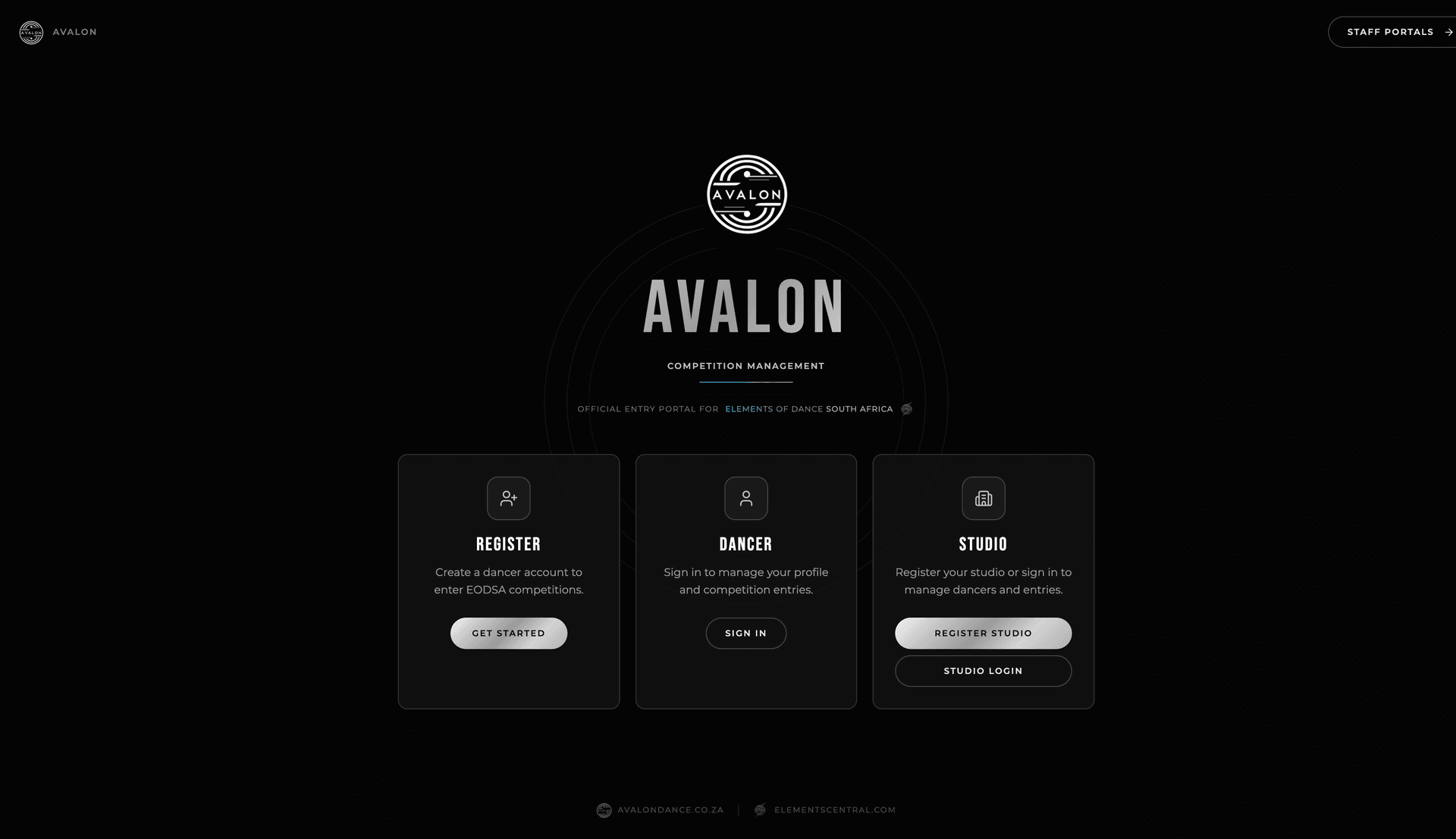 Avalon competition management entry portal.