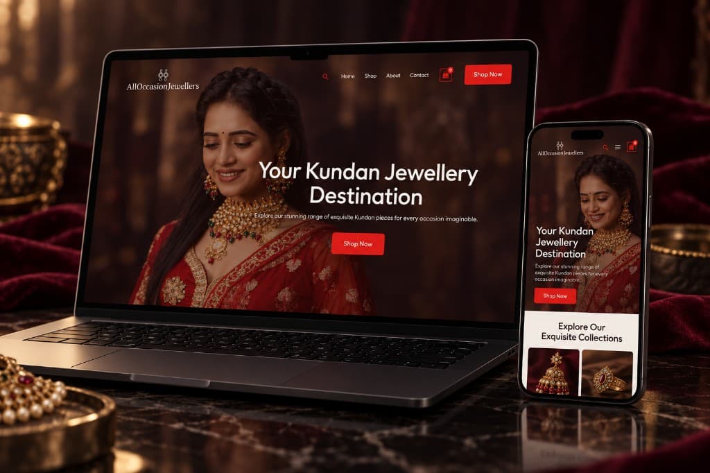 All Occasion Jewellers website on a laptop and phone — visual for the case study.